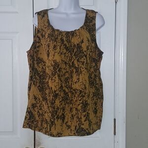 Simply Vera Vera Wang golden brown and black sleeveless blouse Sz XL NWOT